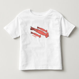 Camiseta Infantil Ilustração de desenho animado de lula feliz rosa