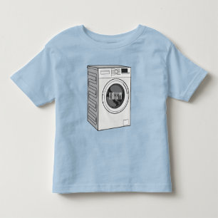 Camiseta Infantil Ilustração de desenho animado de máquina de lavar