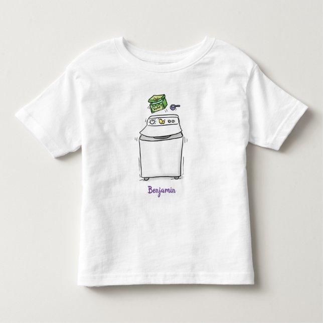Camiseta Infantil Ilustração de desenho animado de máquina de lavar  (Frente)