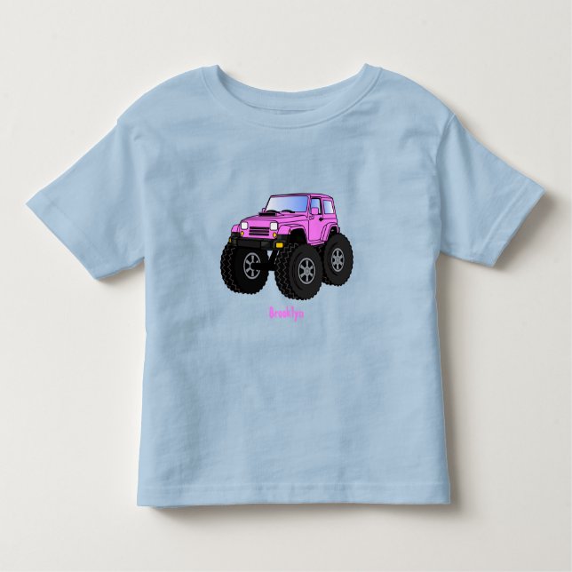 Camiseta Infantil Ilustração de desenho animado de monstro rosa (Frente)