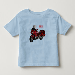 Camiseta Infantil Ilustração de desenho animado de motocicleta em tu