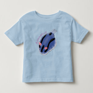 Camiseta Infantil Ilustração de desenho animado de nudibranch azul