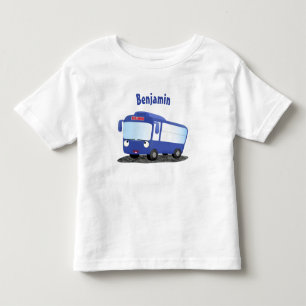 Camiseta Infantil Ilustração de desenho animado de ônibus moderno az
