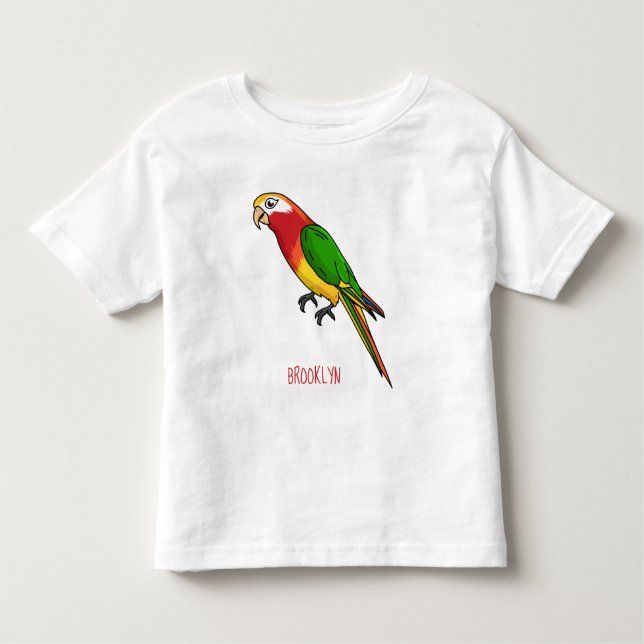 Camiseta Infantil Ilustração de desenho animado de papagaio feliz fo (Frente)