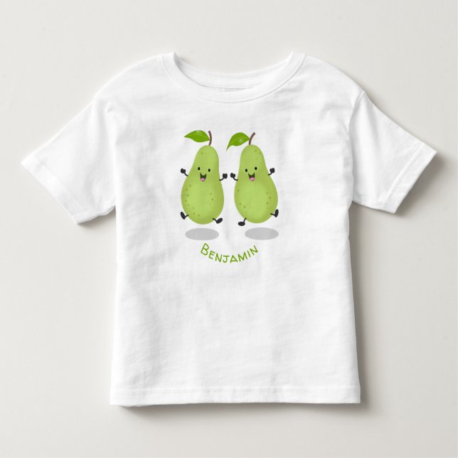 Camiseta Infantil Ilustração de desenho animado de par de pera-cúpul (Frente)