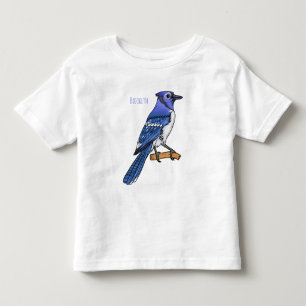 Camiseta Infantil Ilustração de desenho animado de pássaro azul