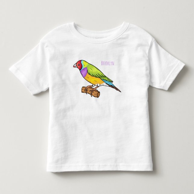 Camiseta Infantil ilustração de desenho animado de pássaro finch gou (Frente)