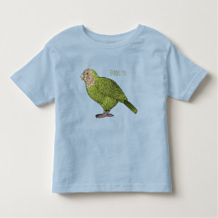 Camiseta Infantil Ilustração de desenho animado de pássaro Kakapo