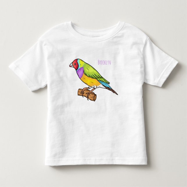 Camiseta Infantil ilustração de desenho animado de pássaro pintassil (Frente)