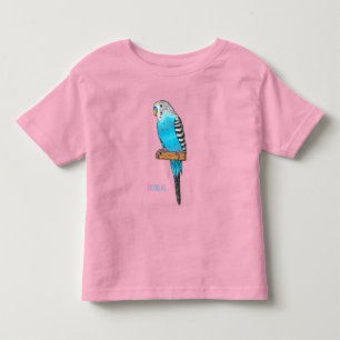 Camiseta Infantil Ilustração de desenho animado de pássaros azul