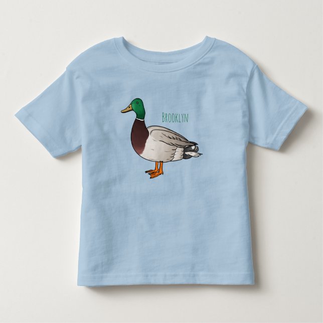 Camiseta Infantil Ilustração de desenho animado de pato-reais (Frente)