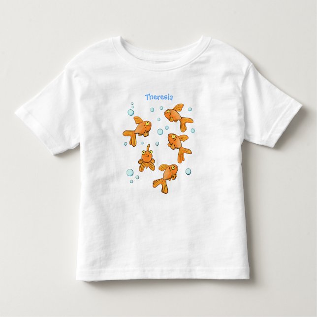 Camiseta Infantil Ilustração de desenho animado de peixe-dourado-lar (Frente)