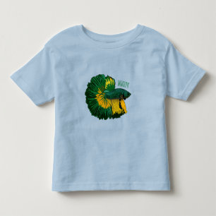 Camiseta Infantil Ilustração de desenho animado de peixe lutador sia