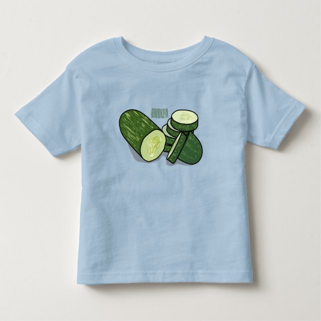 Camiseta Infantil Ilustração de desenho animado de pepino (Frente)