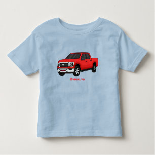 Camiseta Infantil Ilustração de desenho animado de picup vermelho-bo