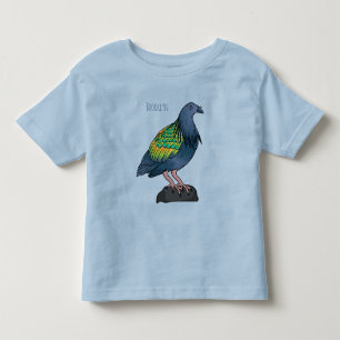 Camiseta Infantil Ilustração de desenho animado de pombo-nicobar