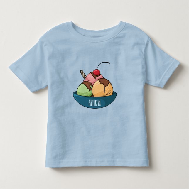 Camiseta Infantil ilustração de desenho animado de sorvete (Frente)