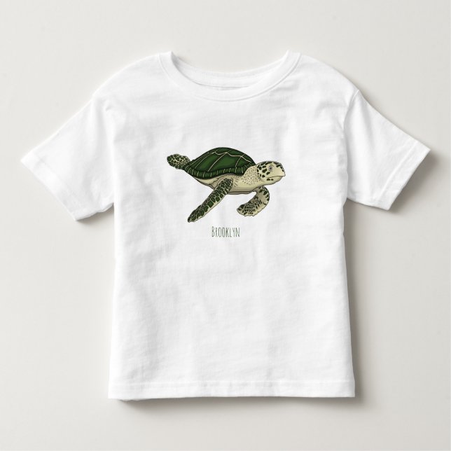Camiseta Infantil Ilustração de desenho animado de tartaruga marinha (Frente)