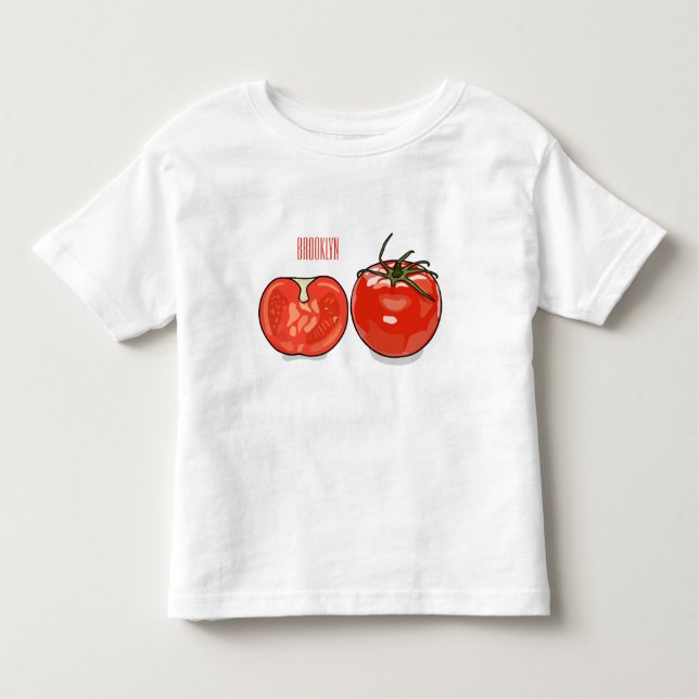 Camiseta Infantil Ilustração de desenho animado de tomate (Frente)