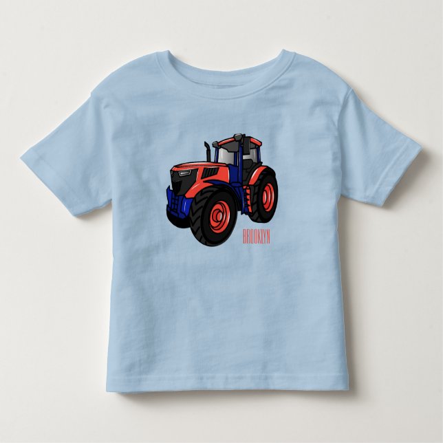 Camiseta Infantil Ilustração de desenho animado de trator (Frente)