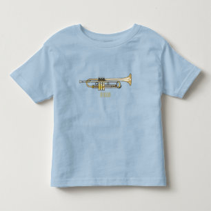 Camiseta Infantil Ilustração de desenho animado de trompete
