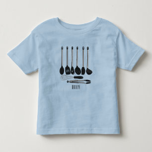 Camiseta Infantil Ilustração de desenho animado de utensílios de coz