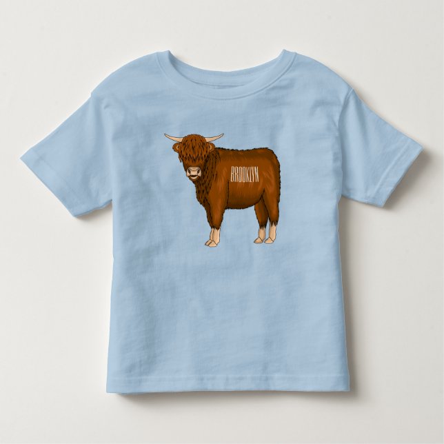 Camiseta Infantil Ilustração de desenho animado de vaca em terras al (Frente)