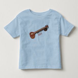 Camiseta Infantil Ilustração de desenho animado de violão