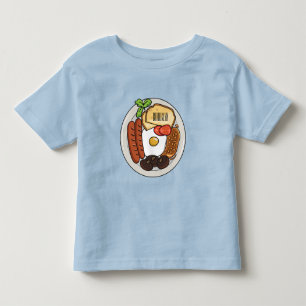 Camiseta Infantil Ilustração de desenho animado do café da manhã em