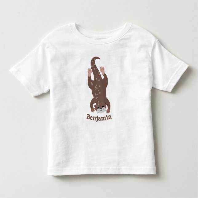 Camiseta Infantil Ilustração de desenho animado em lontra (Frente)