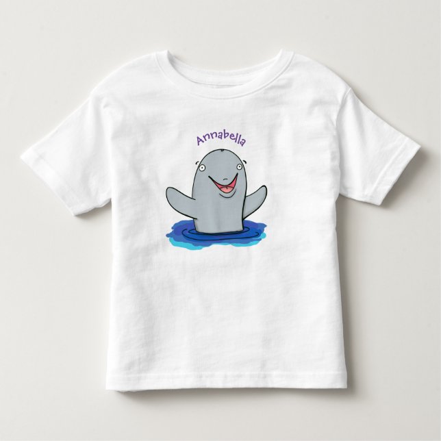 Camiseta Infantil Ilustração de desenho animado feliz e adorável (Frente)