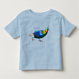 Camiseta Infantil Ilustração de desenho animado monal de aves do Him