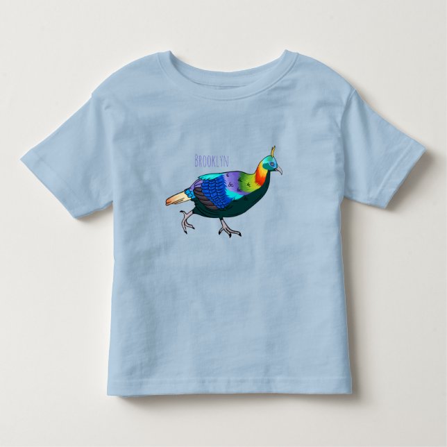 Camiseta Infantil Ilustração de desenho animado monal de aves do Him (Frente)