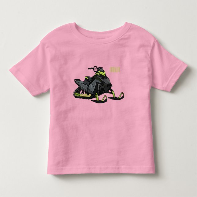 Camiseta Infantil Ilustração de desenho animado Snowmobile (Frente)