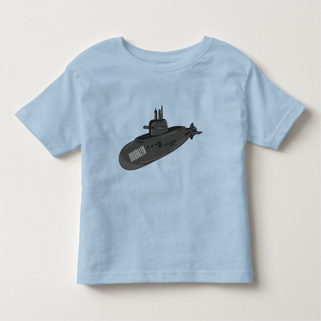 Camiseta Infantil Ilustração de desenho animado submarino (Frente)