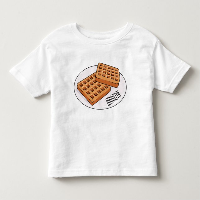 Camiseta Infantil Ilustração de desenho animado Waffle (Frente)
