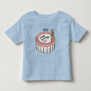 Camiseta Infantil Ilustração de desenho de bolo de aniversário