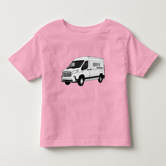 Camiseta Infantil Ilustração de desenho de carrinha de entrega (Frente)