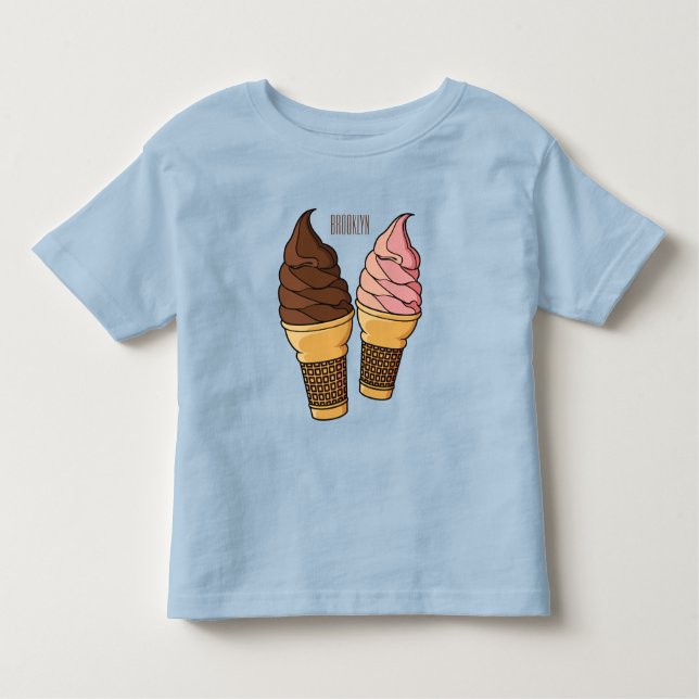 Camiseta Infantil ilustração de desenho de cone de sorvete (Frente)