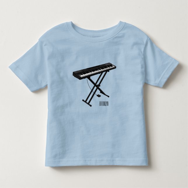 Camiseta Infantil Ilustração de desenho de piano de teclado (Frente)