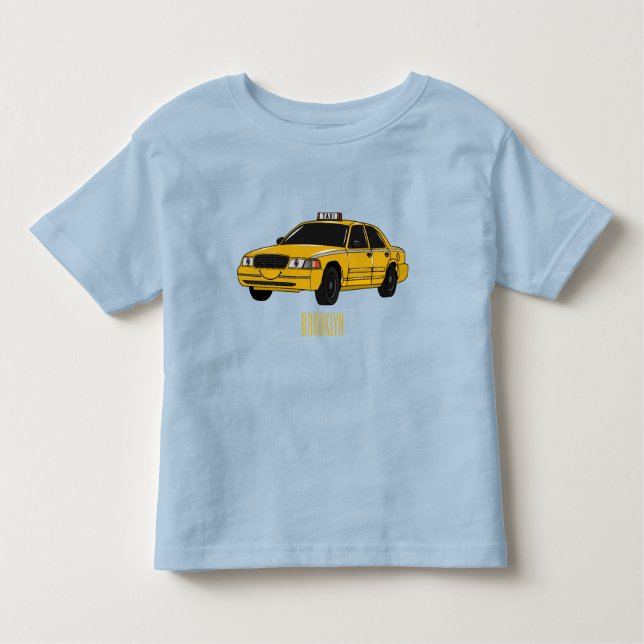Camiseta Infantil Ilustração de desenho de táxi (Frente)
