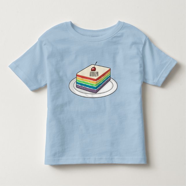 Camiseta Infantil Ilustração de desenho do bolo-arco-íris (Frente)