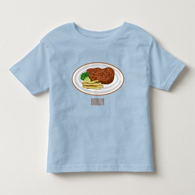 Camiseta Infantil Ilustração de desenho em bife (Frente)