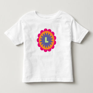 Camiseta Infantil ilustração de formas florais laranja e rosa