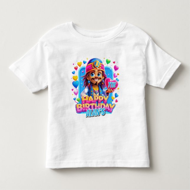 Camiseta Infantil Ilustração de presentes do Capitão Birthday Kids (Frente)
