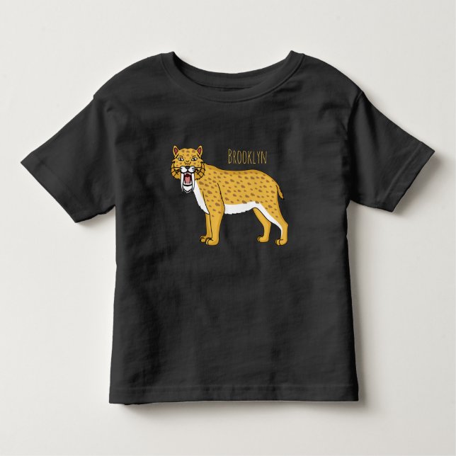 Camiseta Infantil Ilustração de tigre com dentes de Saber (Frente)