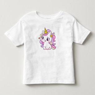 Camiseta Infantil Ilustração de unicórnio fofo em estilo kawaii