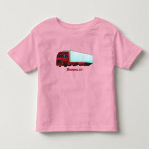 Camiseta Infantil Ilustração do caminhão do trailer vermelho