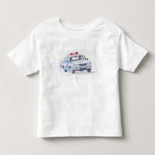 Camiseta Infantil Ilustração do carro de polícia com dois políci