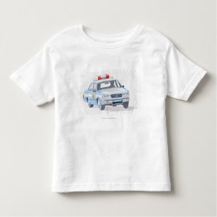 Camiseta Infantil Ilustração do carro de polícia com dois polícias